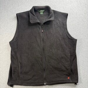 Woolrich Fleece Vest Mens Large Black Full Zip Drawstring Hem Soft Gorpcore